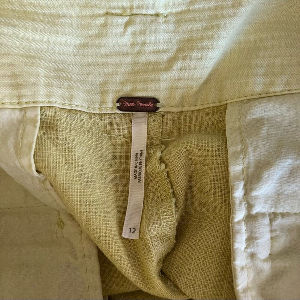 Free People Yellow Green Paper Bag Tie Front Shorts Size 12 - Picture 4 of 6